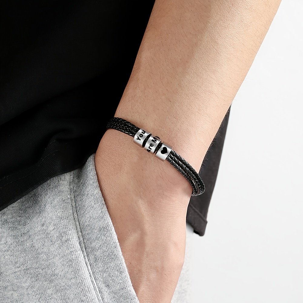 Custom Personalized Family Name Bracelet, 3-Layer Men's Bracelet